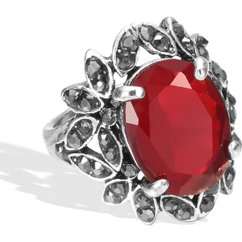 Prsten B-TOP Dámský retro prsten s červeným krystalem Velikost prstenu: 52mm