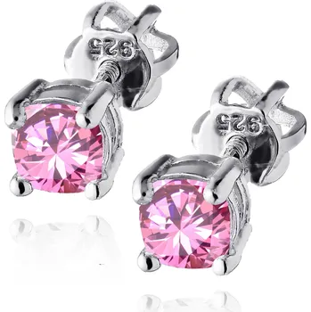 Náušnice NUBIS® Stříbrné náušnice s růžovými zirkony - NB-3759-P