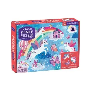 Puzzle Mudpuppy Puzzle Sny jednorožců s vůní 60 dílků