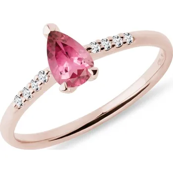 Prsten Prsten s růžovým turmalínem a brilianty v růžovém zlatě KLENOTA