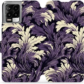 Pouzdro na mobilní telefon Flipové pouzdro Mobiwear - Realme 8 - VA46S Fialové rostliny (Knížkové flip pouzdro, obal, kryt na mobil Realme 8 - VA46S Fialové rostliny, materiál Umělá kůže + TPU - ochrana 360°, stojánek, silikonová vanička, magnetické zavírání)