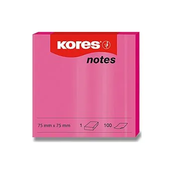 Samolepící bloček Samolepicí bloček Kores 75x75mm, neonově růžové