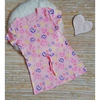 Dívčí oblečení BAVLNĚNÉ DÍVČÍ LETNÍ ŠATY S MOTÝLKY 116-146 LÉTO Barva: Světle růžová, Velikost: 146