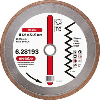 Řezný kotouč Diamantový řezný kotouč, 125 x 1,7 x 22,23 mm, „classic“, „TC“, obklady [628193000]