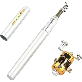 Rybářský prut Prut a naviják do kapsy - teleskopický prut - Stříbrný