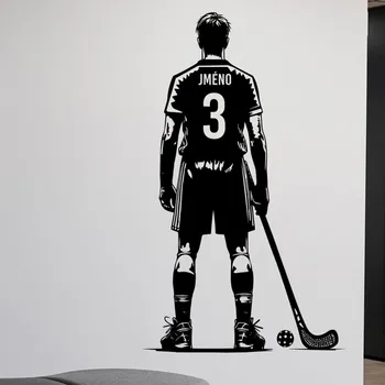 Samolepící dekorace Živá Zeď Samolepka na zeď Florbalista se jménem Barva: černá