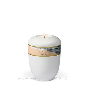 Smuteční dekorace Urna malá srdce na mořské pláži