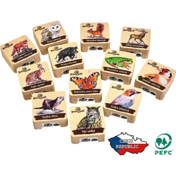 Dřevěná hračka Lesní svět Dřevěné dvojité ořezávátko Rosnička (Dřevěné ořezátko na tužky, dvojité kovové ořezávátko, vhodné i pro velké pastelky. Velké ořezávátko skvěle padne i do dětské ruky. Krásné barevné motivy a prvotřídní provedení. Rozměry: (š) 4,5 cm × (v) 4,5)