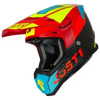 Helma na motorku Moto přilba JUST1 J22C ADRENALINE carbon červeno/modro/fluo žlutá M