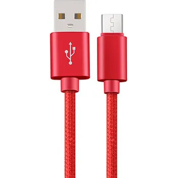 Datový kabel Pletený kabel 1m USB na USB-C Barva: červený