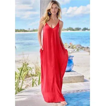 Dámské šaty Dámské dlouhé boho šaty červené S