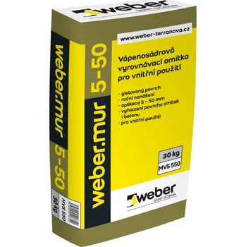 Omítka Weber Webermur 5-50 lehčená vápenosádrová omítka ruční 25 kg