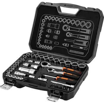 Gola sada NEO TOOLS Sada 1/4" + 3/8" průchozích nástrčných hlavic, 46 ks