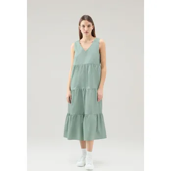 Dámské šaty ŠATY WOOLRICH POPLIN MAXI DRESS SAGE