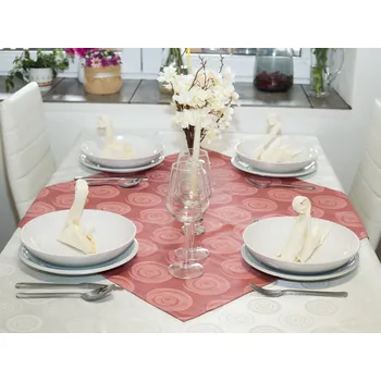 HEDVA ČESKÝ BROKÁT Ubrus Odaska napron 77x77 VÍR růžová