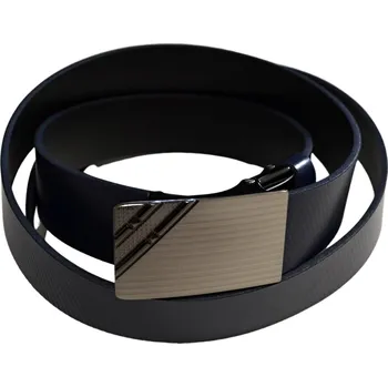 Spona na kravatu Pánský kožený opasek vzor N087 - tmavě modrý - tmavě modrá/115 cm