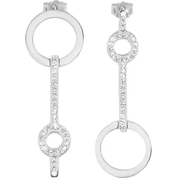 Módní doplněk JSB bijoux s.r.o. Ocelové náušnice puzety dva kruhy spojené čárkou osázené krystaly Swarovski Crystal