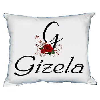 Dekorativní polštářek Polštář s dámským jménem GIZELA Bílý (polštářek dámské jméno )