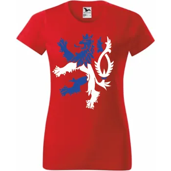 Dámské tričko ON-DESIGN Dámské tričko s českým lvem Velikost: 3XL, Barva: červená