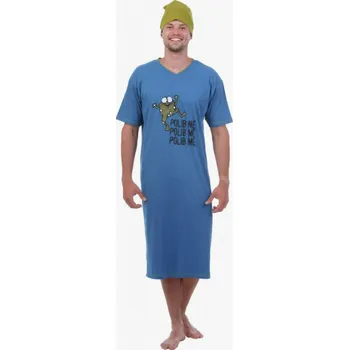 Pánská noční košile Pánská noční košile Calvi 158 žábá-polib mě modrá Barva: Modrá, Velikost: L