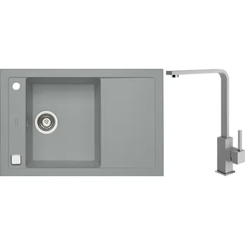 Alveus Set Formic 30 Granitový dřez s odkapem 760x500 mm + baterie Afra 81, beton, SETA20168