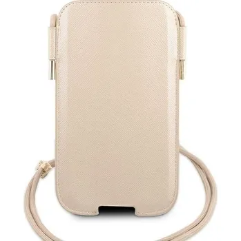 Kabelka Guess 6,1" zlatá Saffiano Noste své zařízení v moderním originálním Guess designovaném příslušenství, z vysoce kvalitních materiálů