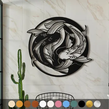 Obraz WoodenPuzzle.cz Dřevěný obraz - Kapr Koi Barva: Černá, Velikost: L