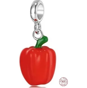 Přívěsek Charm Sterlingové stříbro 925 Paprika červená, přívěsek na náramek jídlo