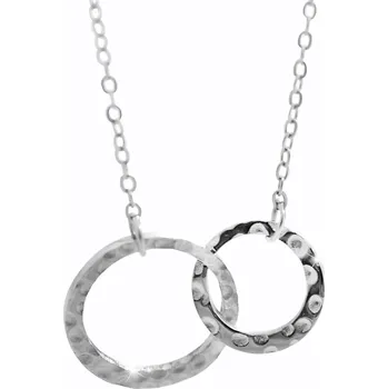 Módní doplněk JSB bijoux s.r.o. Ocelový náhrdelník dva kruhy s kovaným dezénem bez krystalů