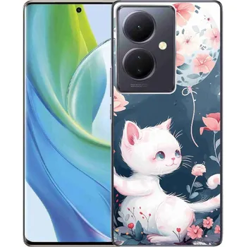 Pouzdro na mobilní telefon Gelový kryt mmCase na Vivo V29 Lite 5G - kotě s balónkem
