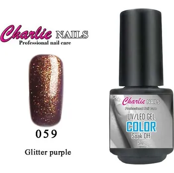 Charlie UV/LED Gel lak 5ml. č.59 Glitter purpel