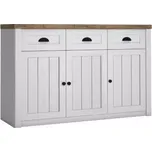 Komoda PROVENCE K3SP, bílá - borovice andersen / dub lefkas