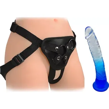 Připínací penis Strap-on s dvoubarevným penisem - 21 cm