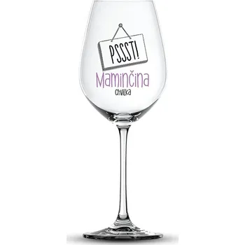 Sklenice Nekupto Vtipná sklenice na víno s potiskem - PSSST! Maminčina chvilka