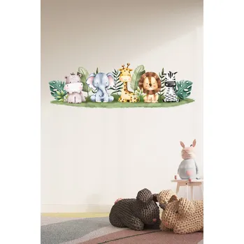 Samolepící dekorace Dětská nálepka na zeď - Safari zvířátka v přírodě Velikost: N2