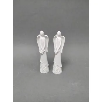 Vánoce Anděl bílý s květinou 10cm