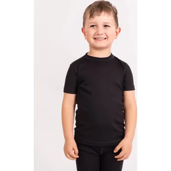 Dětské merino triko s krátkým rukávem Nature, Černá Velikost: 158/164