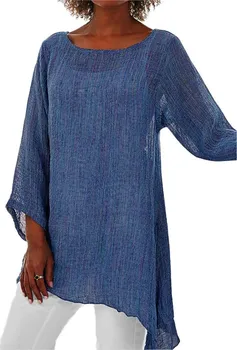 Dámská tunika Best Fashion Dámská jednobarevná tunika na léto Barva: Modrá, Velikost: 3XL