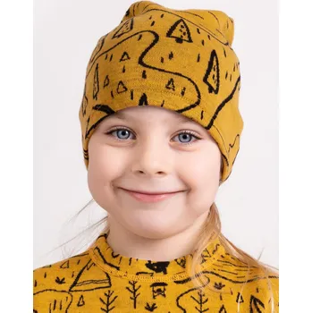 Čepice Dětská merino čepice Homeless, Hořčicová, Město Velikost: M (49-52 cm)