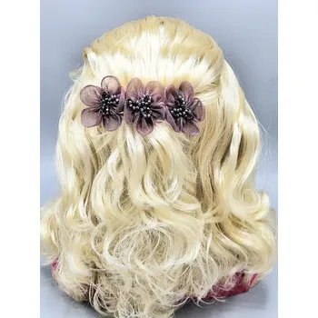 Ozdoba do vlasů Květinová spona do vlasů - bordový květ (8 x 1 cm)