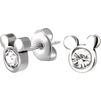 Náušnice Náušnice z oceli 316L, stříbrný odstín, zirkon, hlava myšky