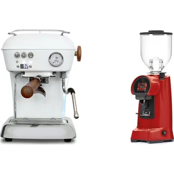 Kávovar Ascaso Dream PID, Cloud White + Eureka Helios 65, ferrari red