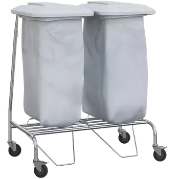 Odpadkový koš VAKOMOBIL 02, vozík na třídění odpadu a prádla, nerez