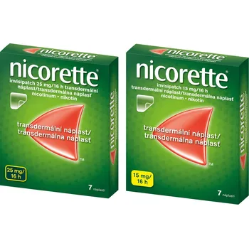 Odvykání kouření Nicorette® invisipatch 15 mg + Nicorette® invisipatch 25 mg/ 16 h transdermální náplast 2x7 ks