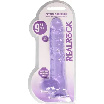 Dildo REALROCK - průhledné realistické dildo - fialové (22 cm)