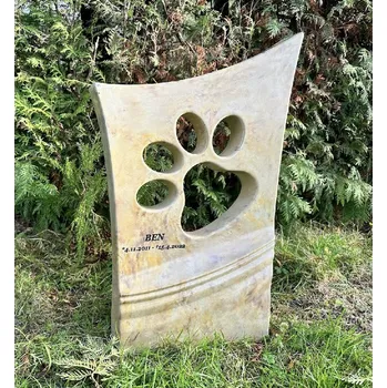 Smuteční dekorace Pomník - Bellis jantar - Zvířecí pomníček s tlapkou - Zvířecí náhrobek cena včetně gravírování