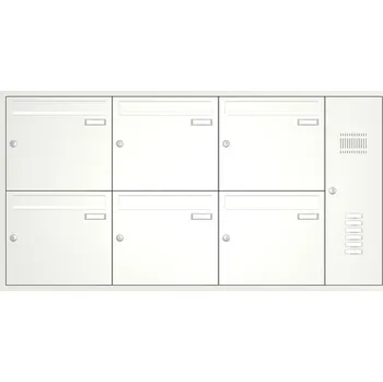 Poštovní schránka Sestava 6 luxusních schránek Max Knobloch - UP110 zvonek + interkom Barva: Bílá
