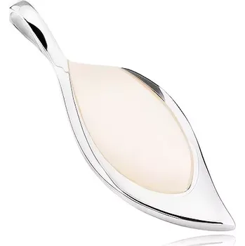 Přívěsek Stříbrný přívěsek 925, lístek s výplní v bílé perleti