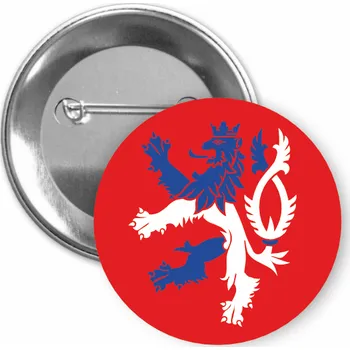 ON-DESIGN Placka s českým lvem 32 mm Barva: červená, Typ buttonu: špendlík