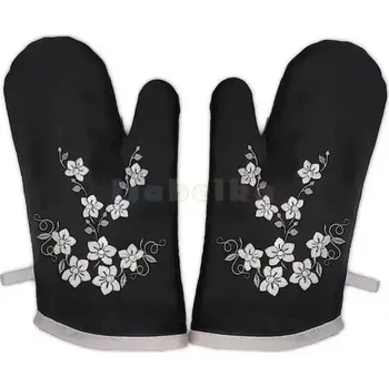 Chňapka Kuchyňská chňapka s výšivkou orchidej černá 1pár 27-1